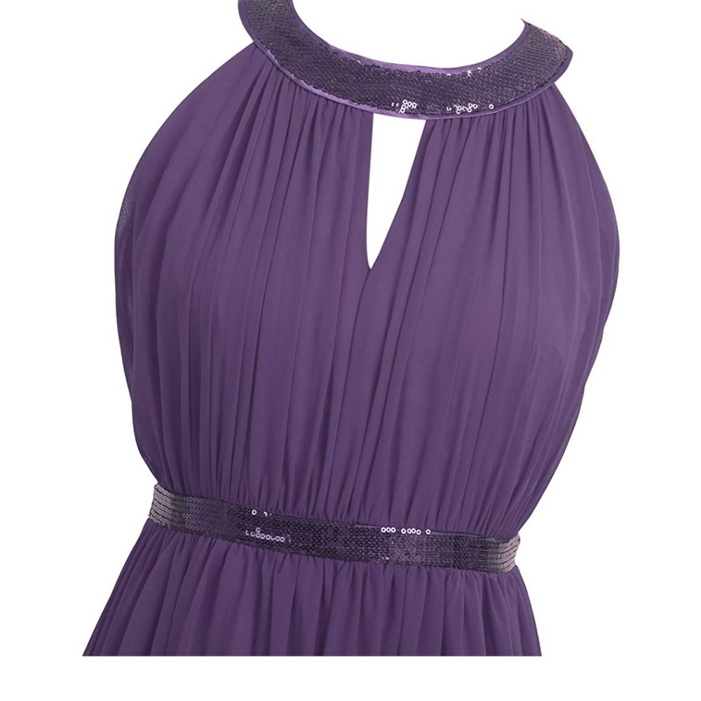 Sequined Halter Prom Dress in Purple